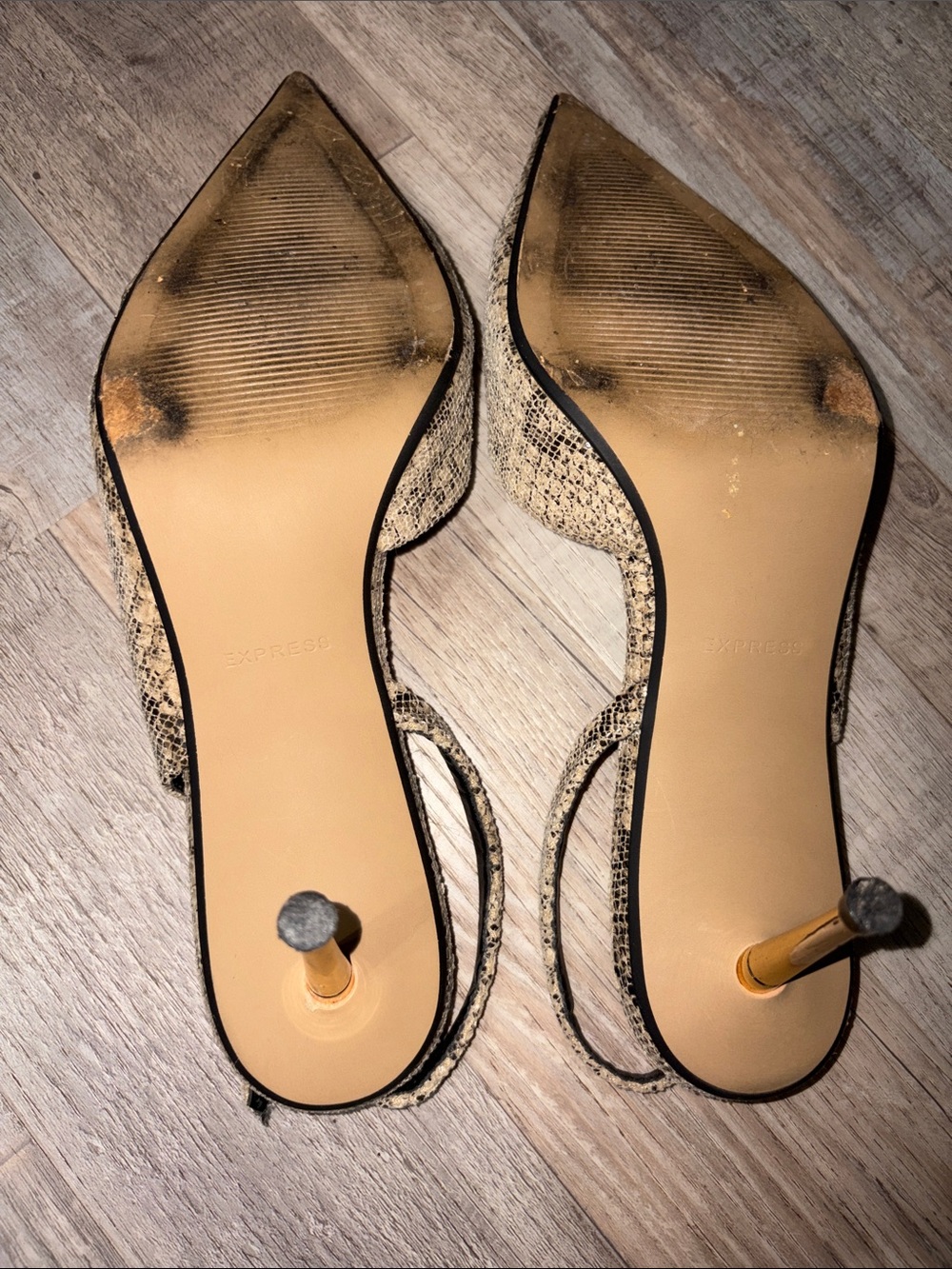 Express Women's Snake-Print Pointed Slingback Pumps Kitty Heels Size 8 - Picture 5 of 6